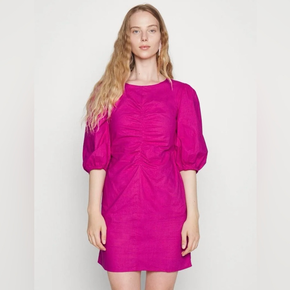 Free People Hope Pink mini Dress with Puff Sleeves Size XS